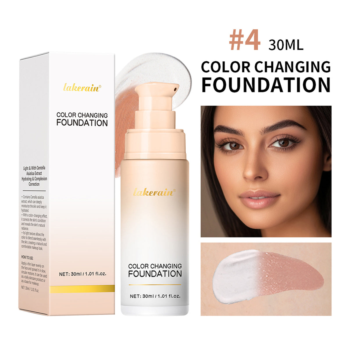 Lakerain Discoloration Liquid Foundation Concealer Long-lasting Natural