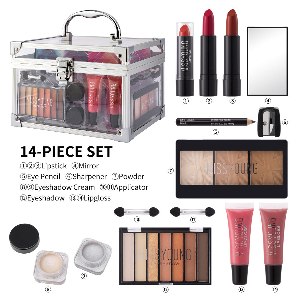 Missyoung European And American Style Facial Makeup Blush Eye Shadow Repair Lipstick Kit