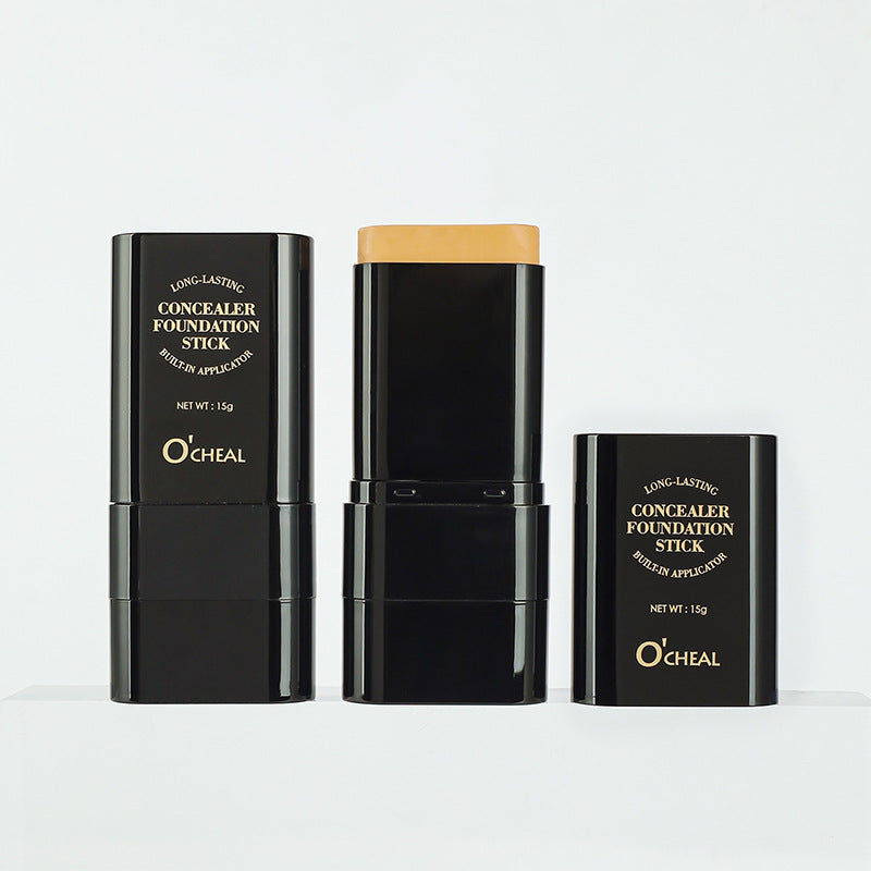 O'Cheal Makeup Concealer Smear-proof Makeup Liquid Foundation Powder Puff Brush Solid Foundation Cream Two-in-one English Version