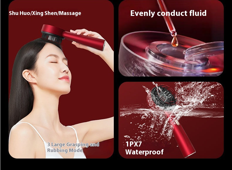 IPX7 Electric Massage Comb Home Scalp Drain Comb Red Light Anti-slip Hair Care Multi-functional Massage Comb