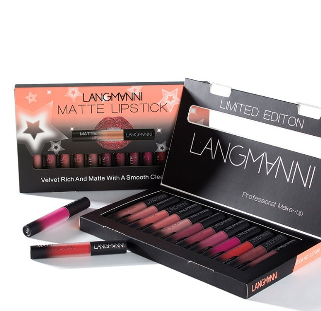 Langmanni Matte Lipstick Waterproof Long-lasting Velvet Lipstick Set