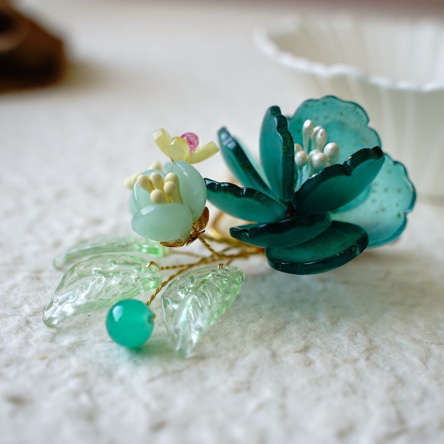 Hanfu Cheongsam Performance Glazed Jewelry Flowers