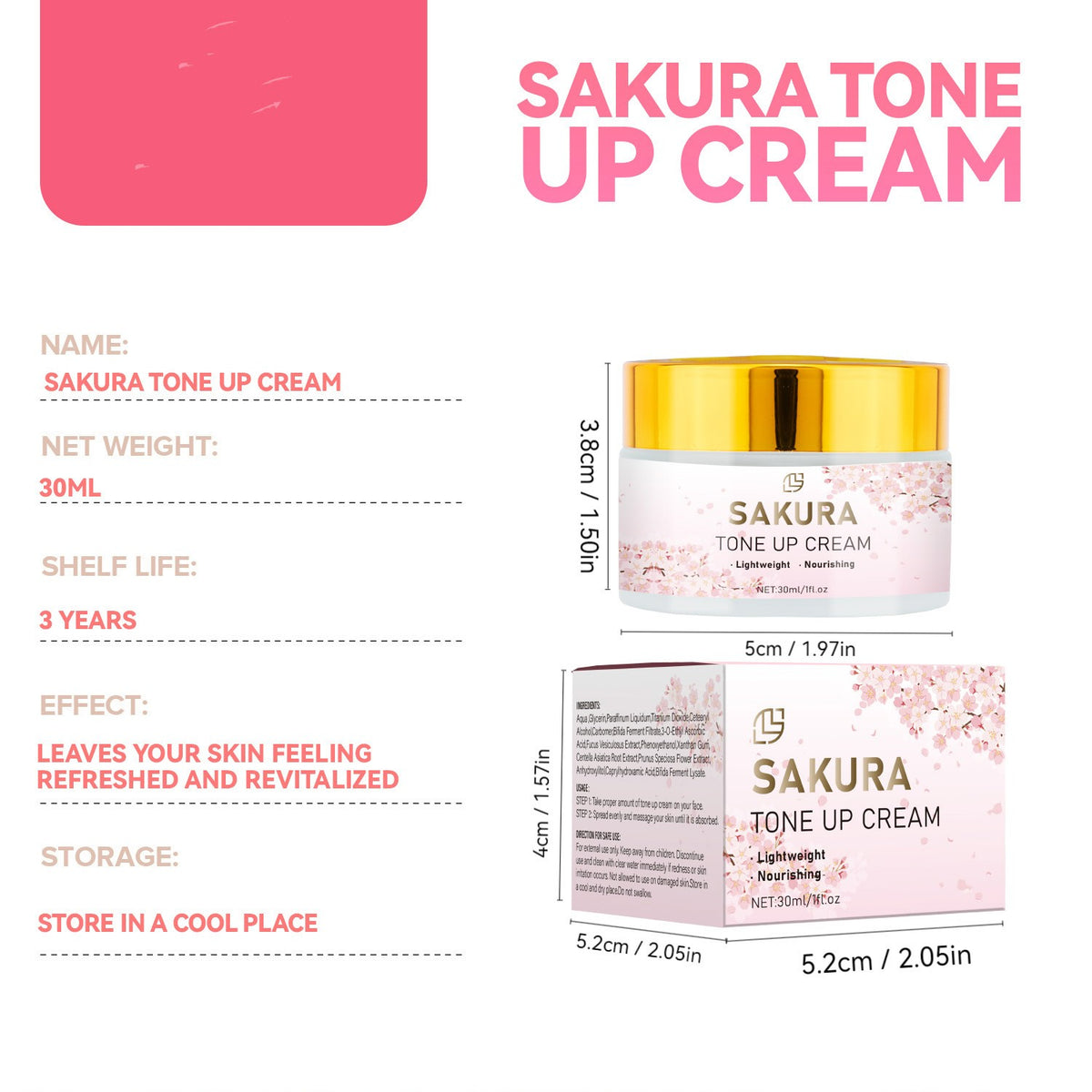 Sakura Tone up Cherry Blossom Brightening Cream Moisturizing