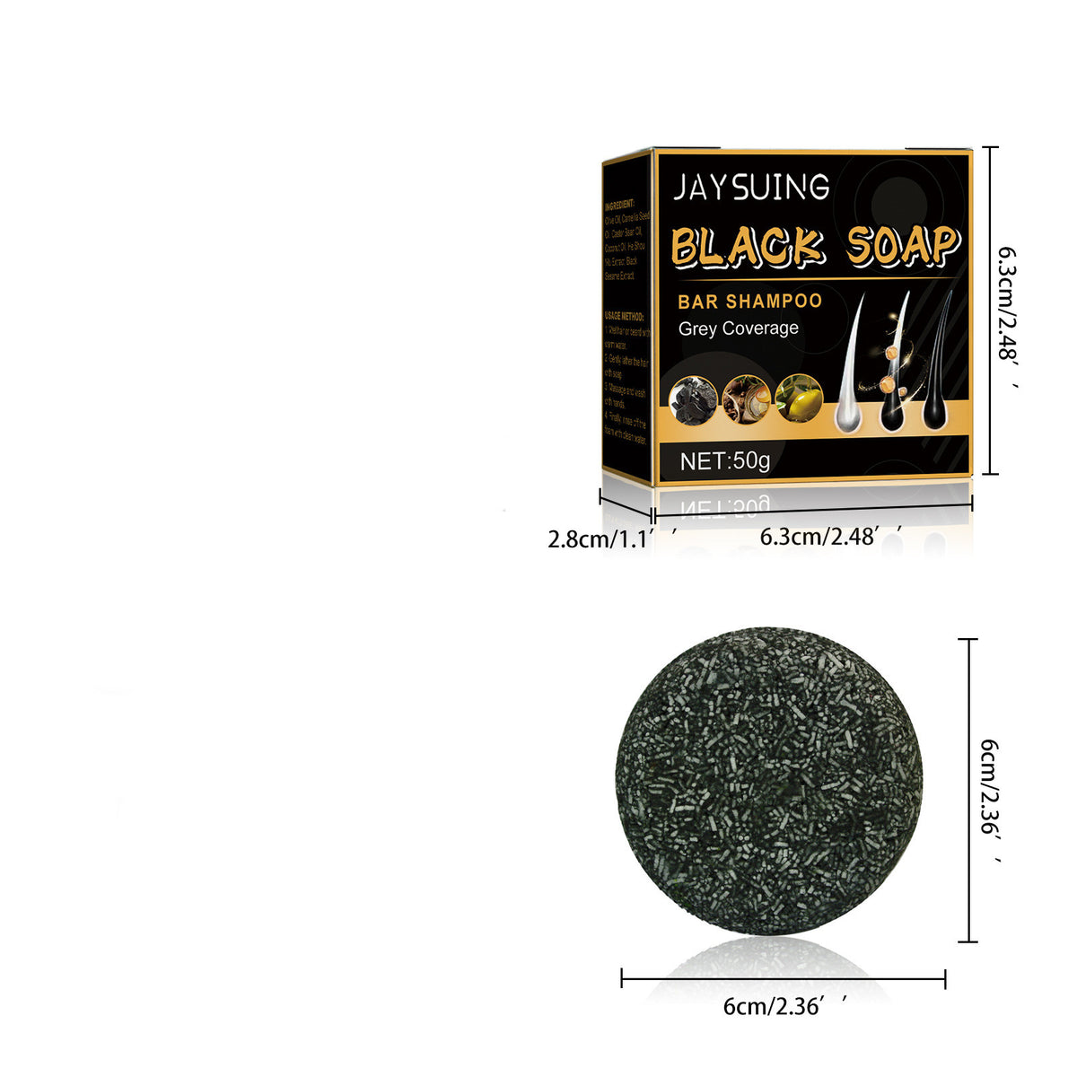 Jaysuing Black Thick Hair Care Cleansing Scalp Supple Hair Hair Fixation Shampoo Soap
