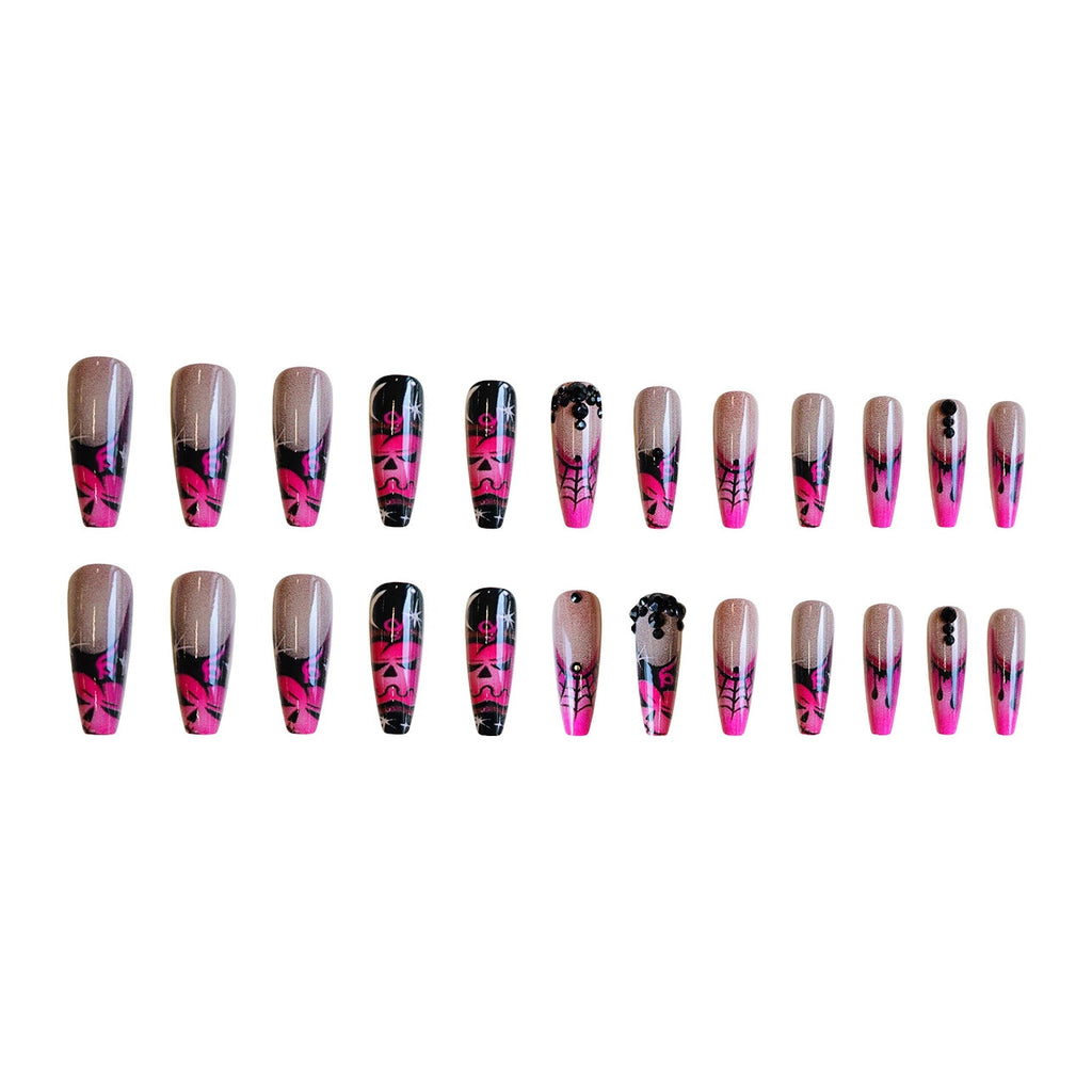 Z-123 Rose Pumpkin Long T Fake Nail Tip Halloween Cool