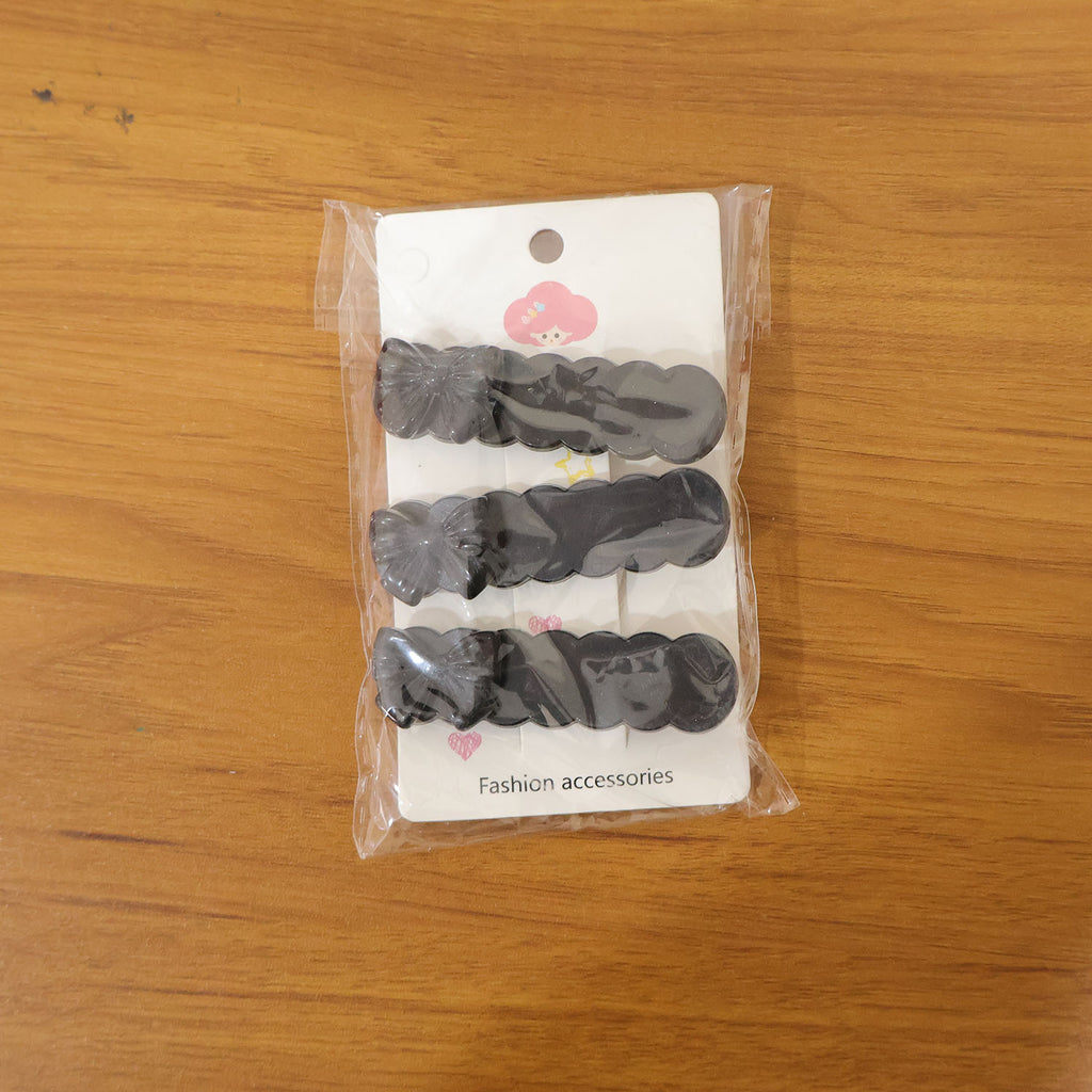 Elegant Black Bow Decorative Hair Clips (3 Pc)