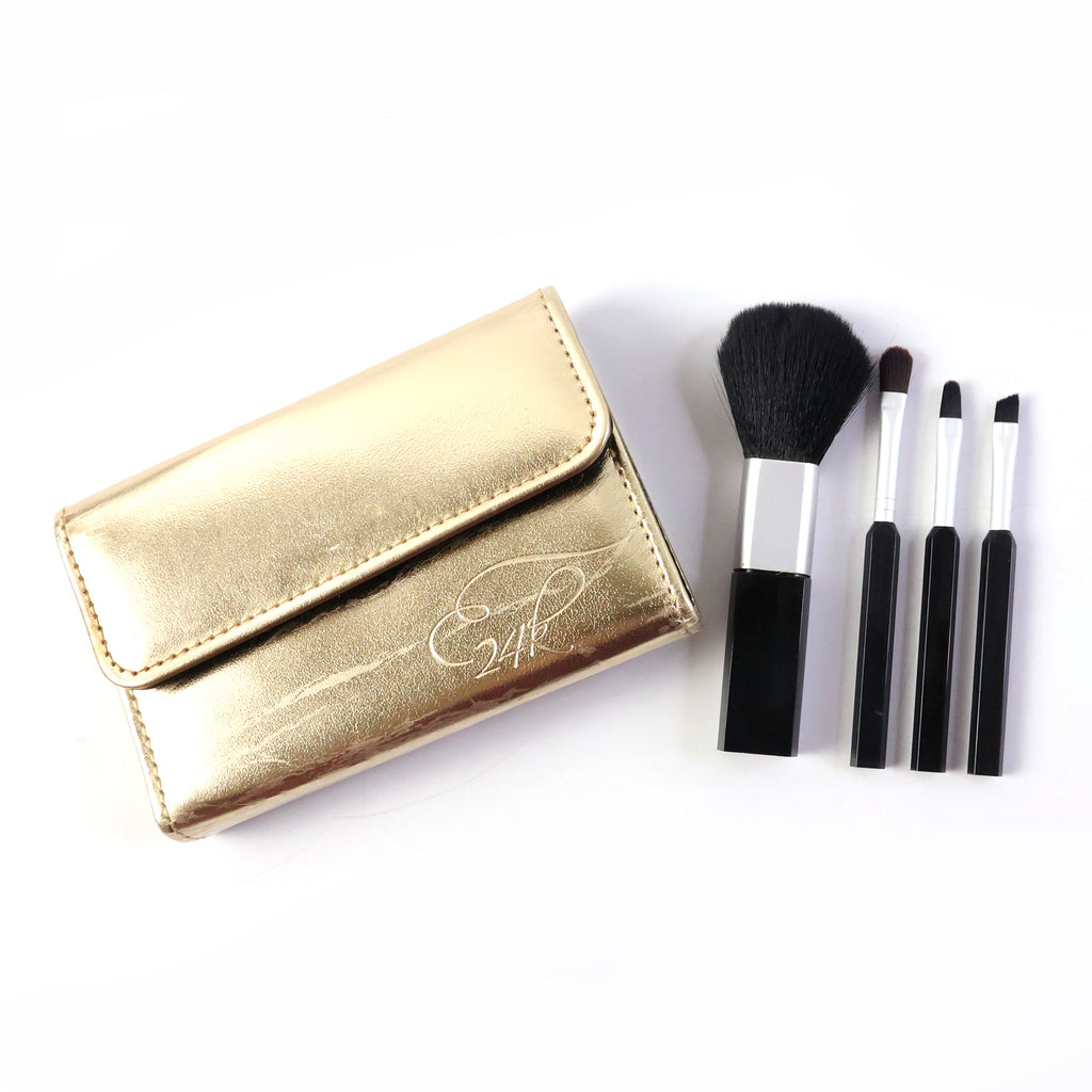 4 In 1 Professional Makeup Brush Set With Premium Storage Pouch (1 Pc)