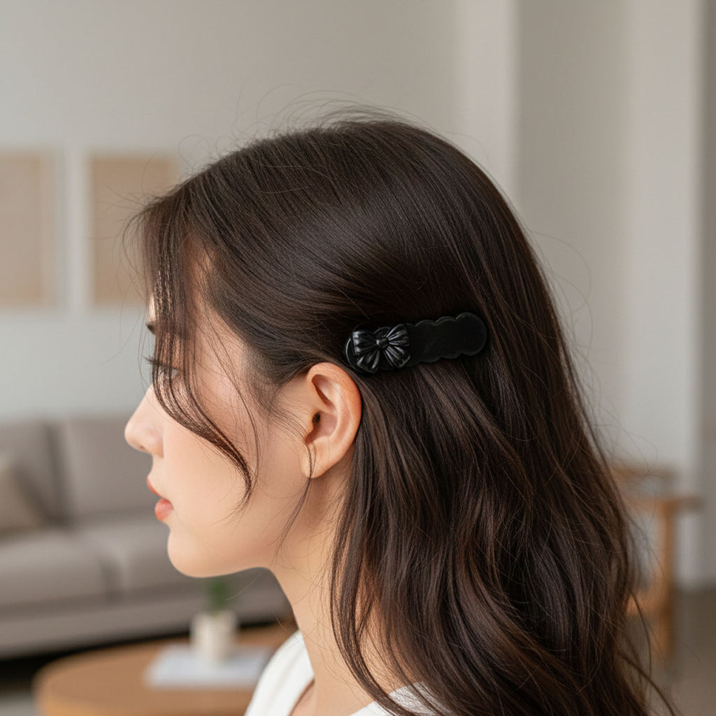 Elegant Black Bow Decorative Hair Clips (3 Pc)