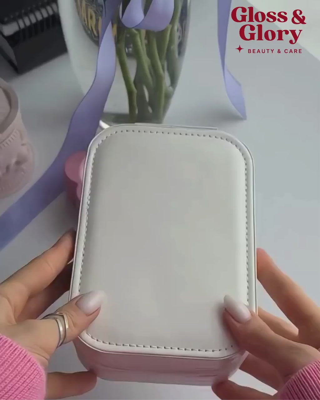 Travel Jewelry Case and Makeup Bag with LED Mirror