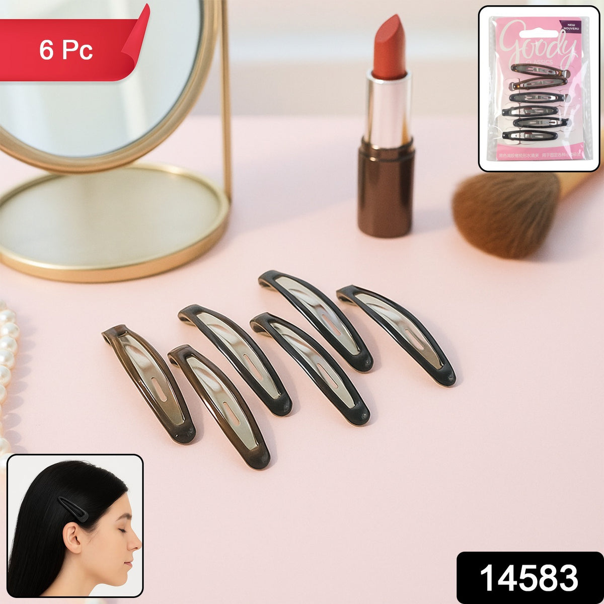 Hair Clips For Women  Girls - (6 Pc  Set)